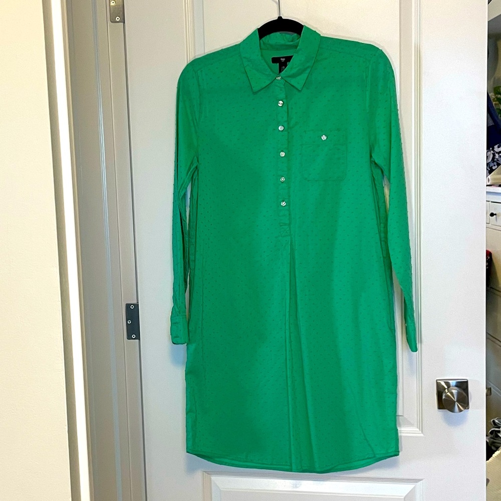 Green Gap Swiss Dot Shirt Dress
